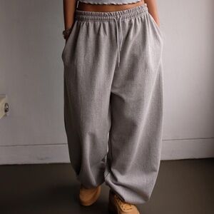 Oversized gray cotton pants joggers women relaxed trousers pants